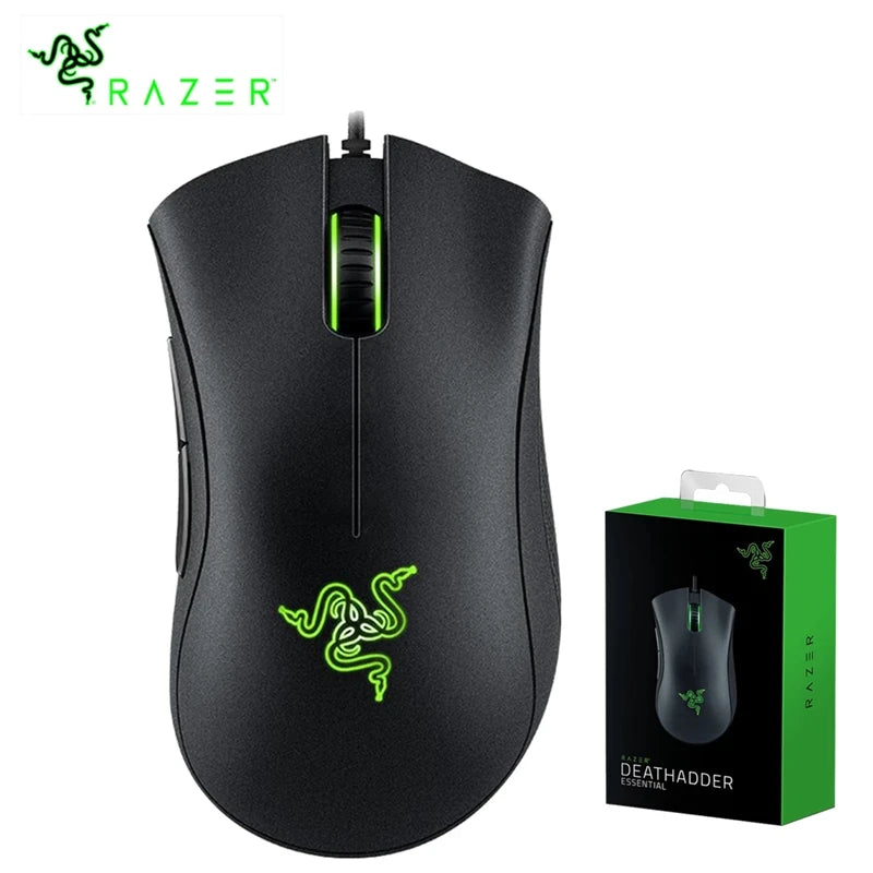 Mouse Gamer Razer DeathAdder Essential com Sensor Óptico de 6.400 DPI e 5 Botões Programáveis