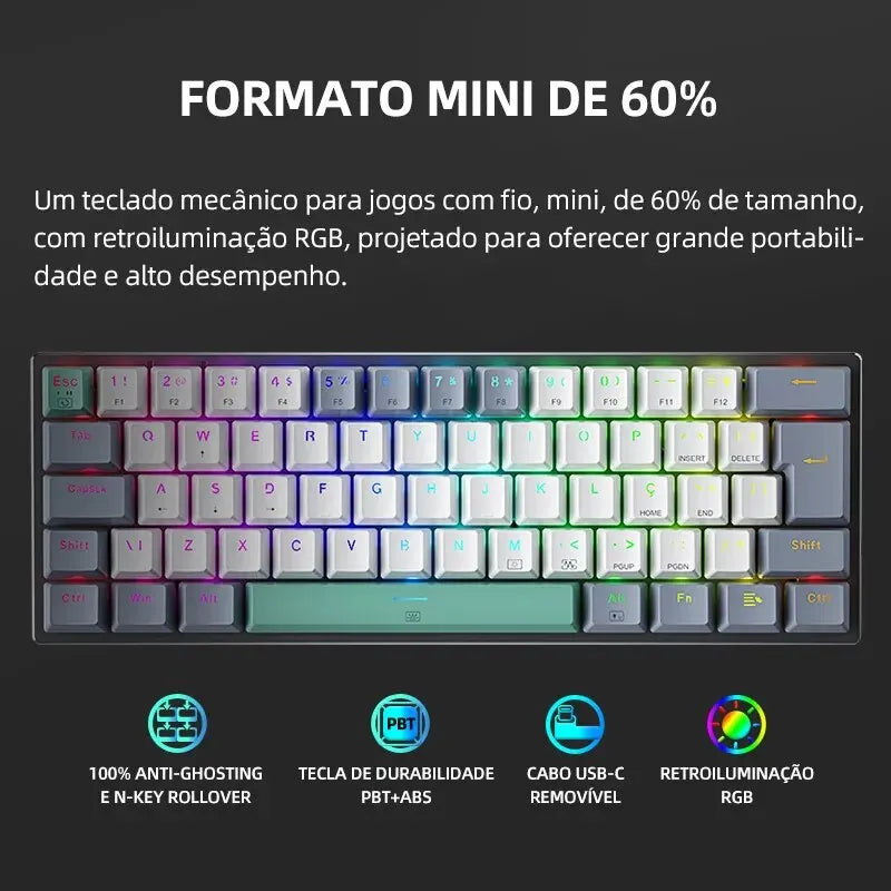 Teclado Mecânico Machenike K500-B61 Mini 60% RGB