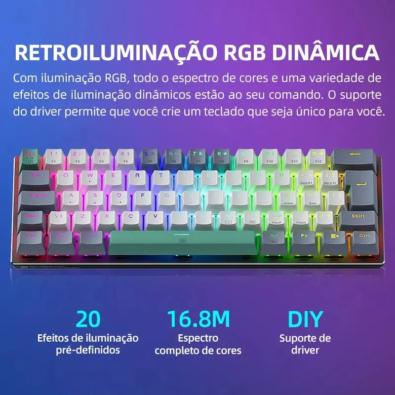 Teclado Mecânico Machenike K500-B61 Mini 60% RGB