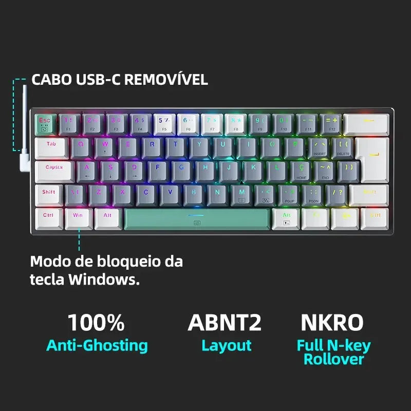 Teclado Mecânico Machenike K500-B61 Mini 60% RGB