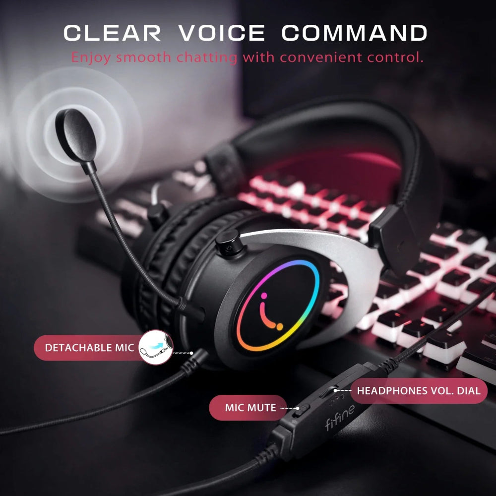 Headpset Gamer FIFINE H3 RGB PowerSound - BoostedBit - BoostedBit - Preto -