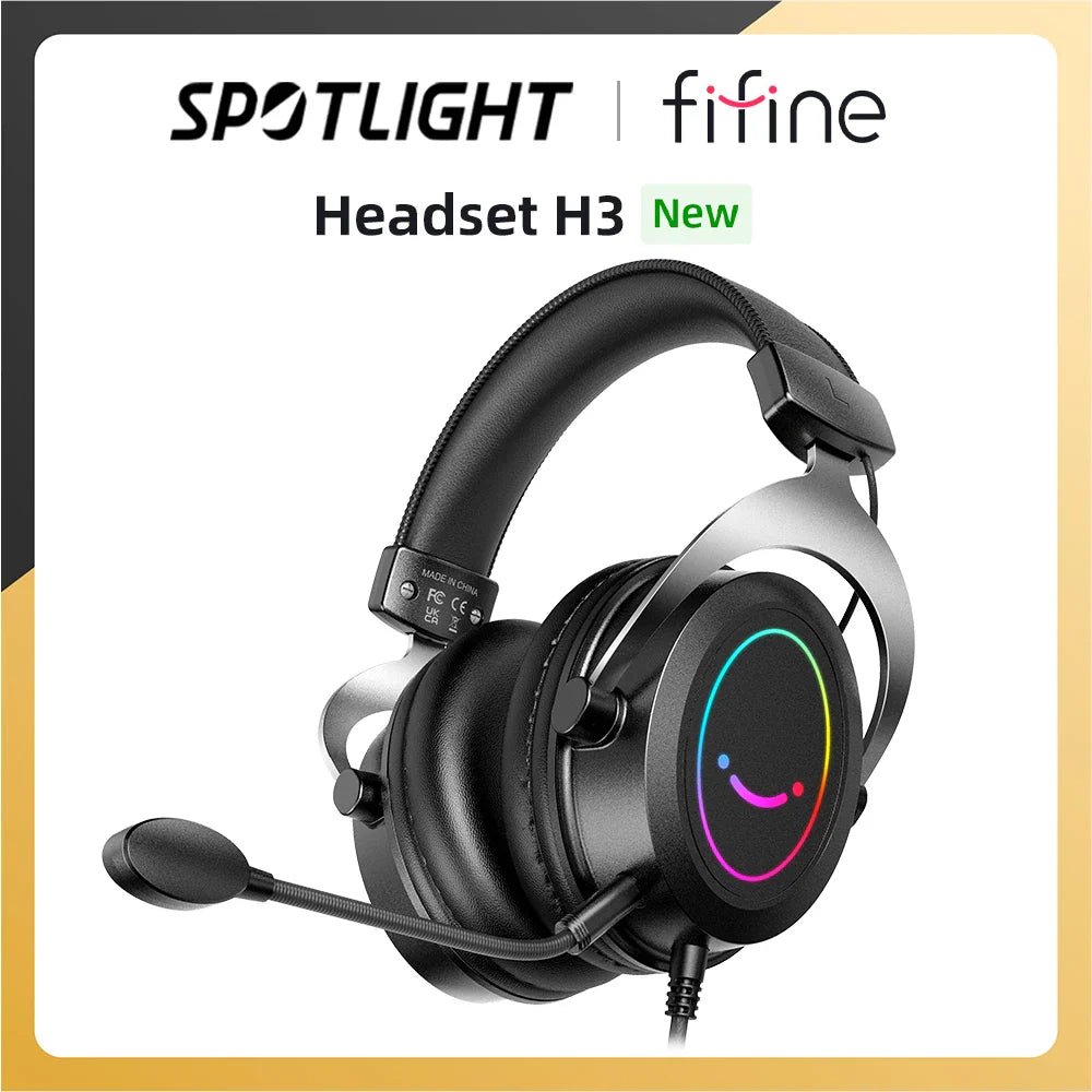 Headpset Gamer FIFINE H3 RGB PowerSound - BoostedBit - BoostedBit - Preto -