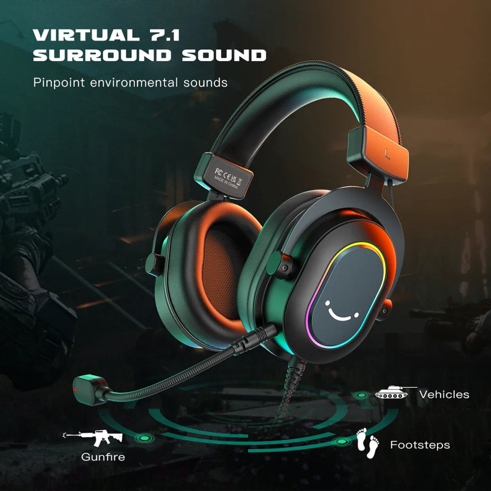 Headset Gamer Fifine H6 Surround Sound 7.1 RGB - BoostedBit - BoostedBit - Preto -