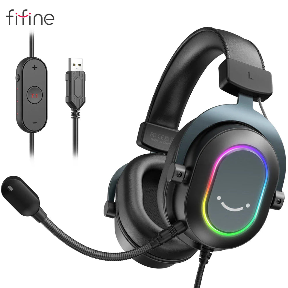 Headset Gamer Fifine H6 Surround Sound 7.1 RGB - BoostedBit - BoostedBit - Preto -