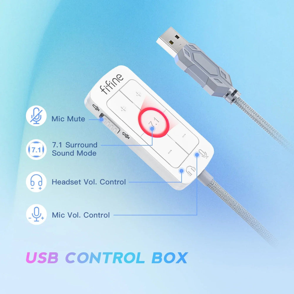 Headset Gamer FIFINE H9W 7.1 Surround Sound - BoostedBit - BoostedBit - Branco -