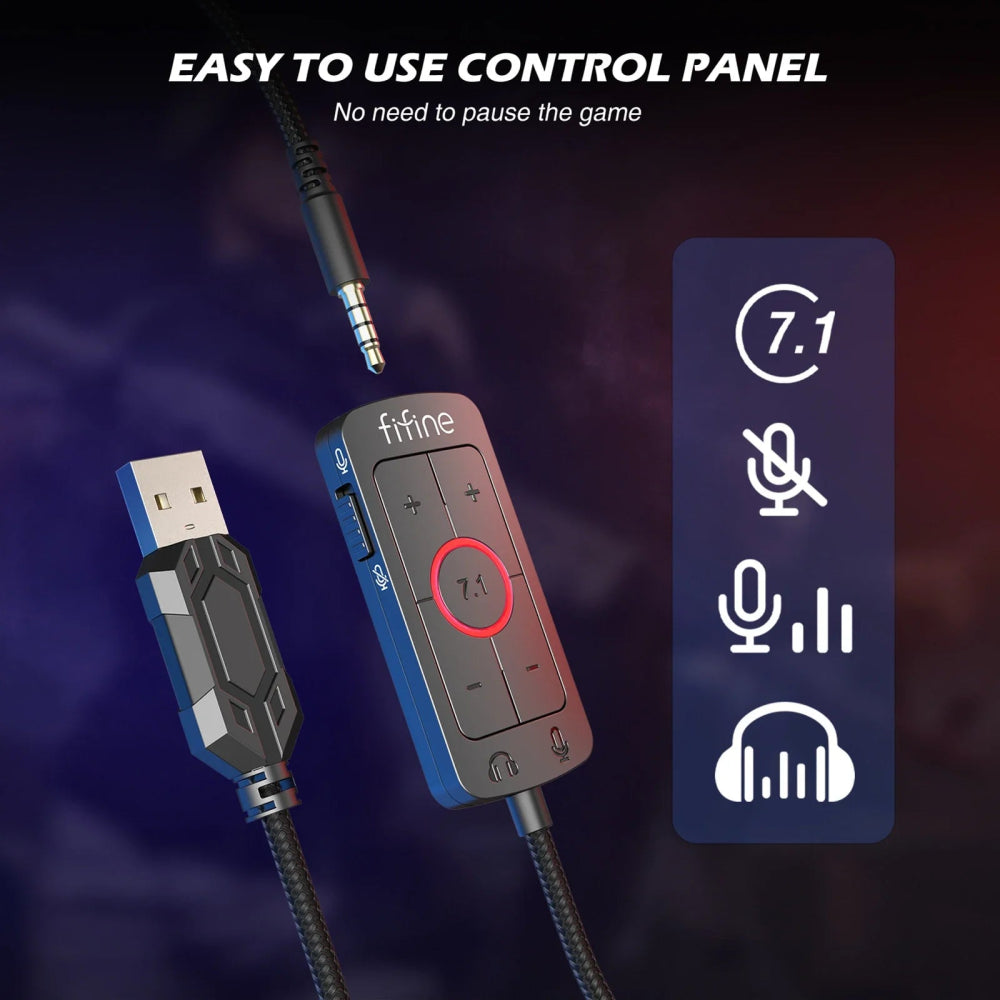 Headset Gamer FIFINE H9W 7.1 Surround Sound - BoostedBit - BoostedBit - Preto -