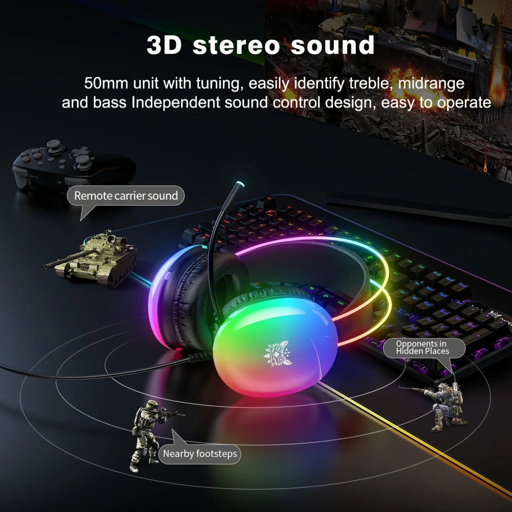 Headset Gamer ONIKUMA X25 com Cancelamento Ativo de Ruído e RGB - BoostedBit - BoostedBit - Preto -