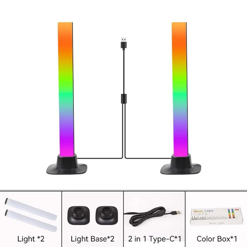 Luz Atmosférica com Controle por App e Mudança de Cores RGB – 30 cm - BoostedBit - BoostedBit - 1 Conjuntos com 2 Luzes - USB Plug - C - 1 -