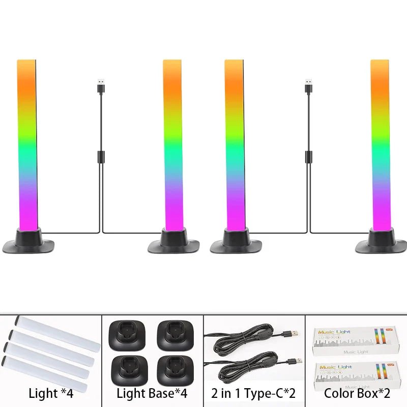 Luz Atmosférica com Controle por App e Mudança de Cores RGB – 30 cm - BoostedBit - BoostedBit - 2 Conjuntos com 4 Luzes - USB Plug - C - 1 -