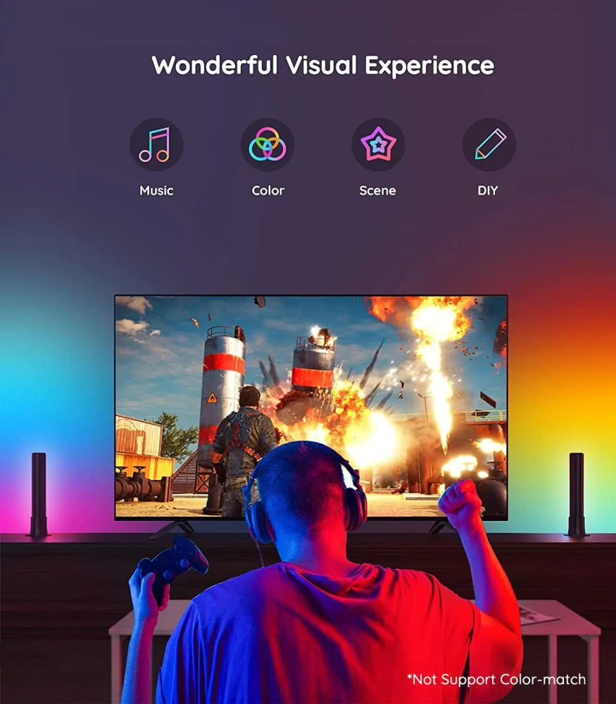 Luz Atmosférica com Controle por App e Mudança de Cores RGB – 30 cm - BoostedBit - BoostedBit - 2 Conjuntos com 4 Luzes - USB Plug - C - 1 -