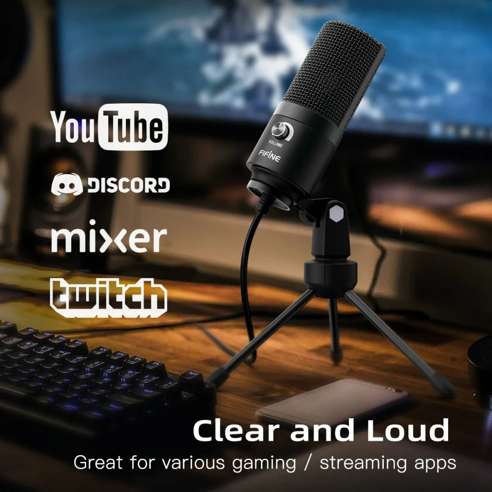 Microfone Gamer FIFINE K669B, USB, Ideal para Stream - K669B - BoostedBit - BoostedBit - K669B -