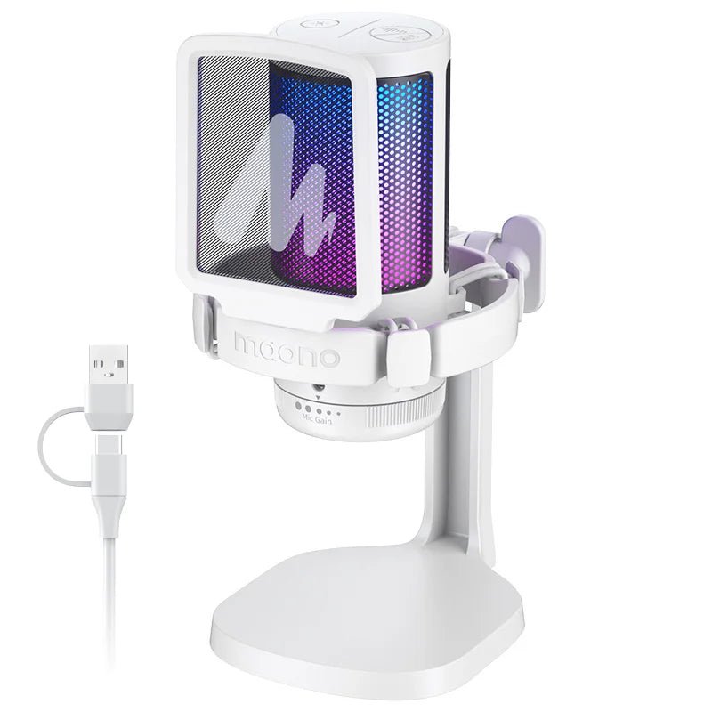 Microfone Gamer Maono DGM20, USB, RGB, Redução de Ruído, Mute com Um Toque - DGM20 - BoostedBit - BoostedBit - DGM20 - Branco -