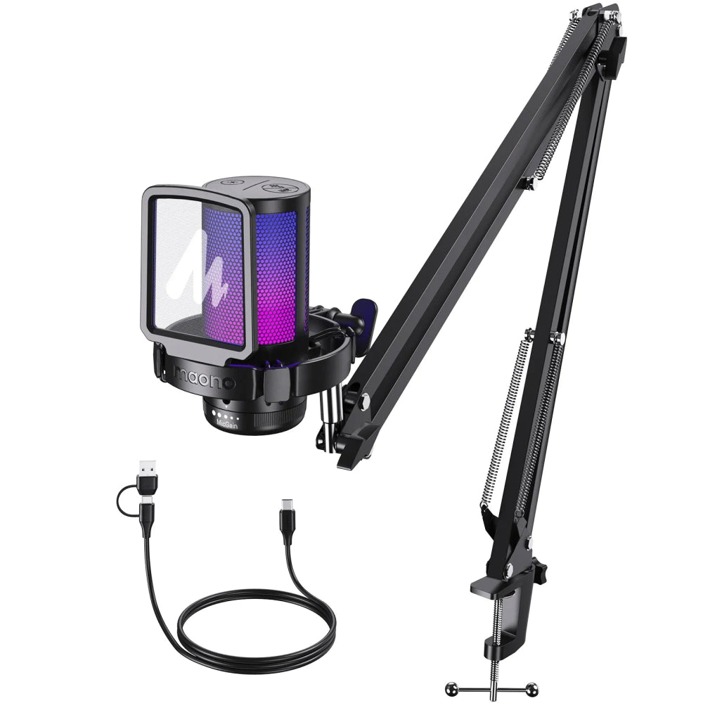 Microfone Gamer Maono Gamerwave DGM20S USB, Cancelamento de Ruído, RGB, Mute com Um Toque - DGM20S - BoostedBit - BoostedBit - DGM20S - Preto -