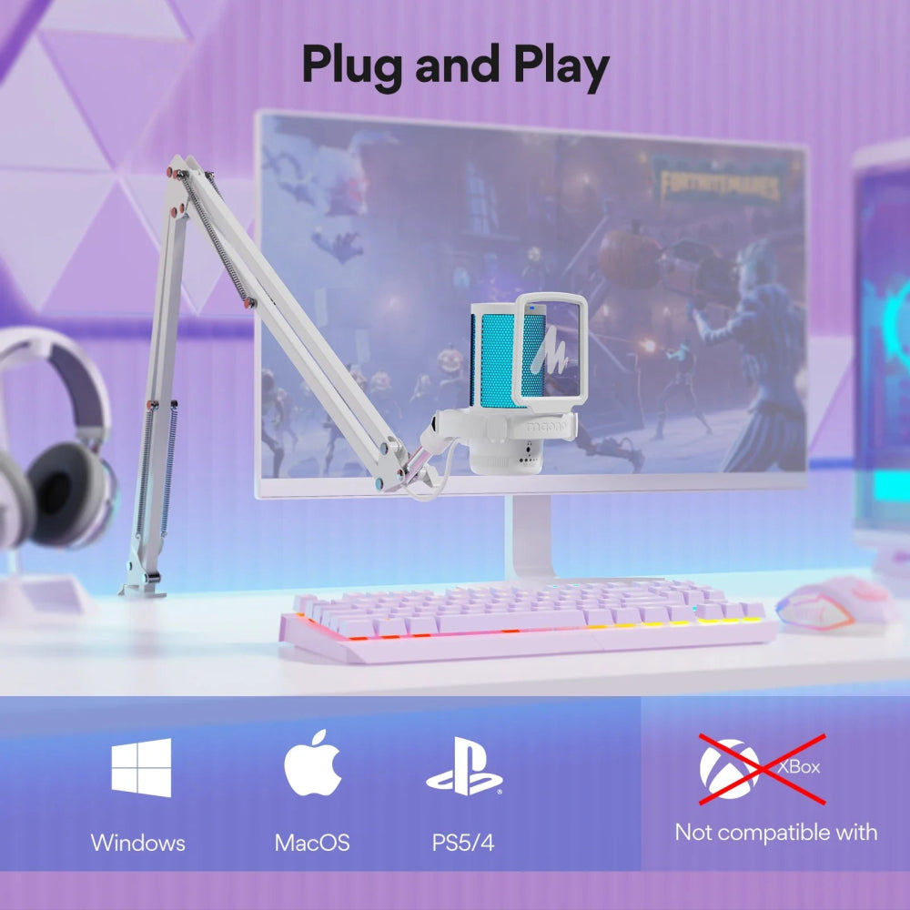 Microfone Gamer Maono Gamerwave DGM20S USB, Cancelamento de Ruído, RGB, Mute com Um Toque - DGM20S - BoostedBit - BoostedBit - DGM20S - Rosa -