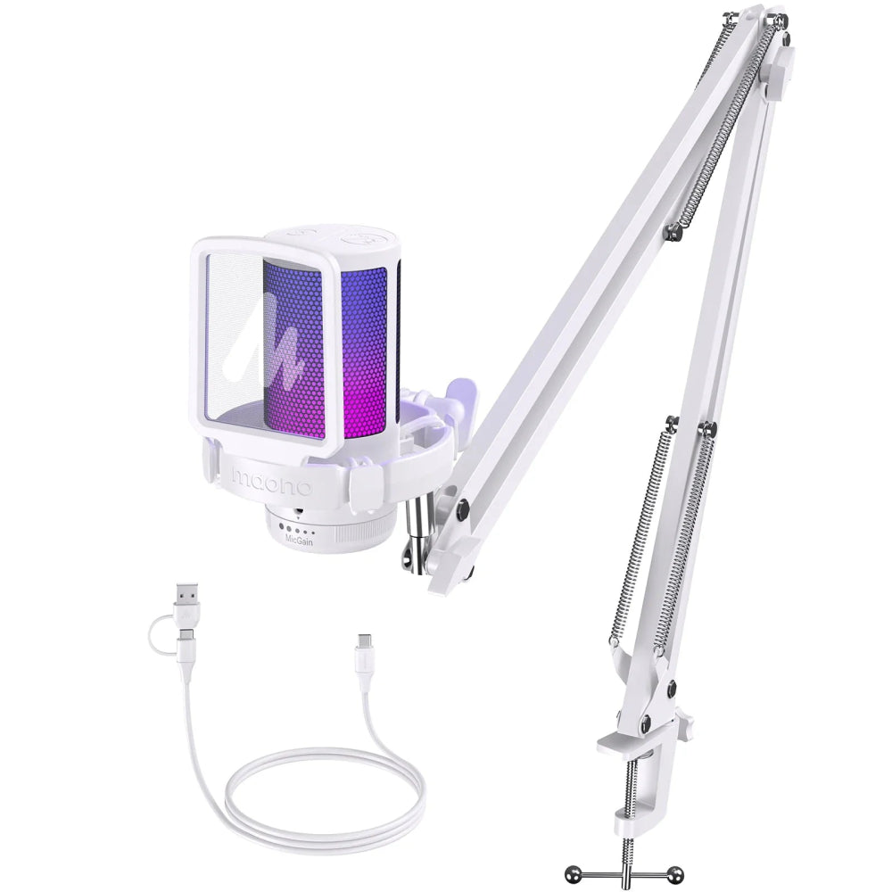 Microfone Gamer Maono Gamerwave DGM20S USB, Cancelamento de Ruído, RGB, Mute com Um Toque - DGM20S - BoostedBit - BoostedBit - DGM20S - Rosa -