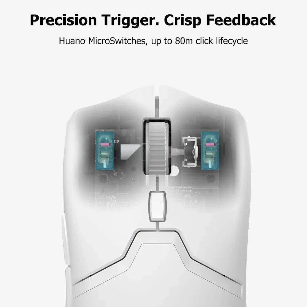 Mouse gamer Delux M800, 72g, sem fio, RGB, 6 botões, 26000DPI - M800 PAW3395 - BoostedBit - BoostedBit - Branco -