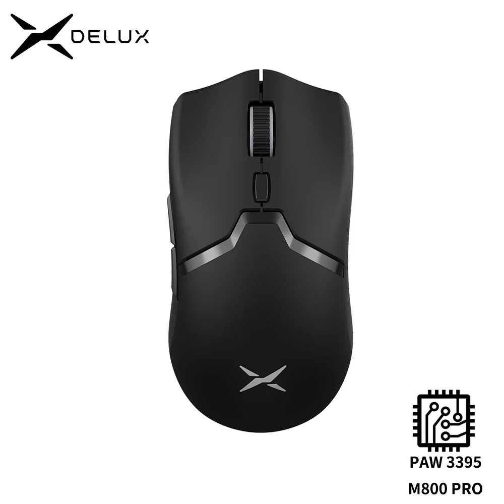 Mouse gamer Delux M800 PRO, 150g, sem fio, 6 botões, 26000DPI - M800 PRO PAW3395 - BoostedBit - BoostedBit - Mouse Preto -
