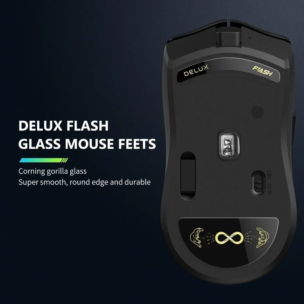 Mouse gamer Delux M800 PRO, 150g, sem fio, 6 botões, 26000DPI - M800 PRO PAW3395 - BoostedBit - BoostedBit - Mouse Preto -