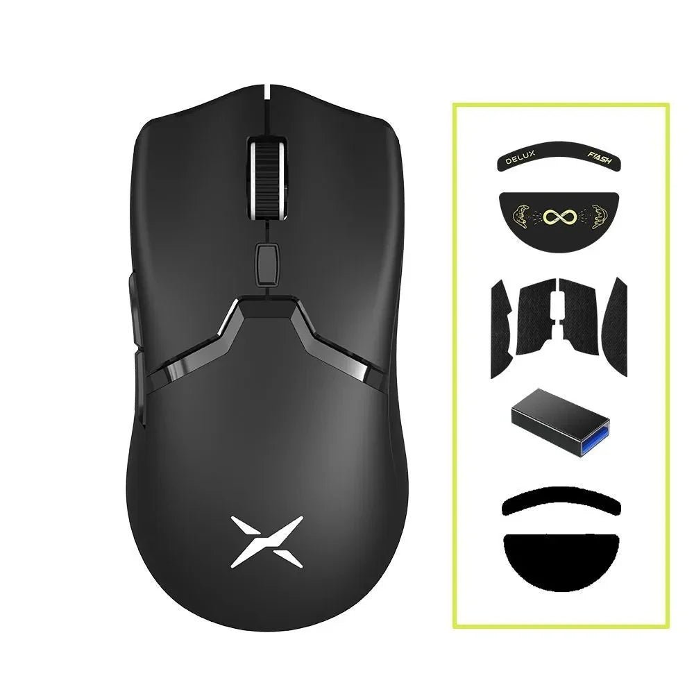 Mouse gamer Delux M800 PRO, 150g, sem fio, 6 botões, 26000DPI - M800 PRO PAW3395 - BoostedBit - BoostedBit - Mouse Preto -
