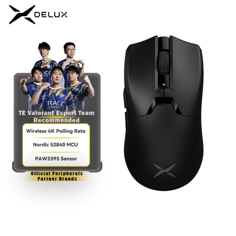 Mouse gamer Delux M800 Ultra, 55g, 6 botões, Tri - Mode, 26000DPI - M800 Ultra PAW3395 - BoostedBit - BoostedBit - Preto 55g 600mAh -