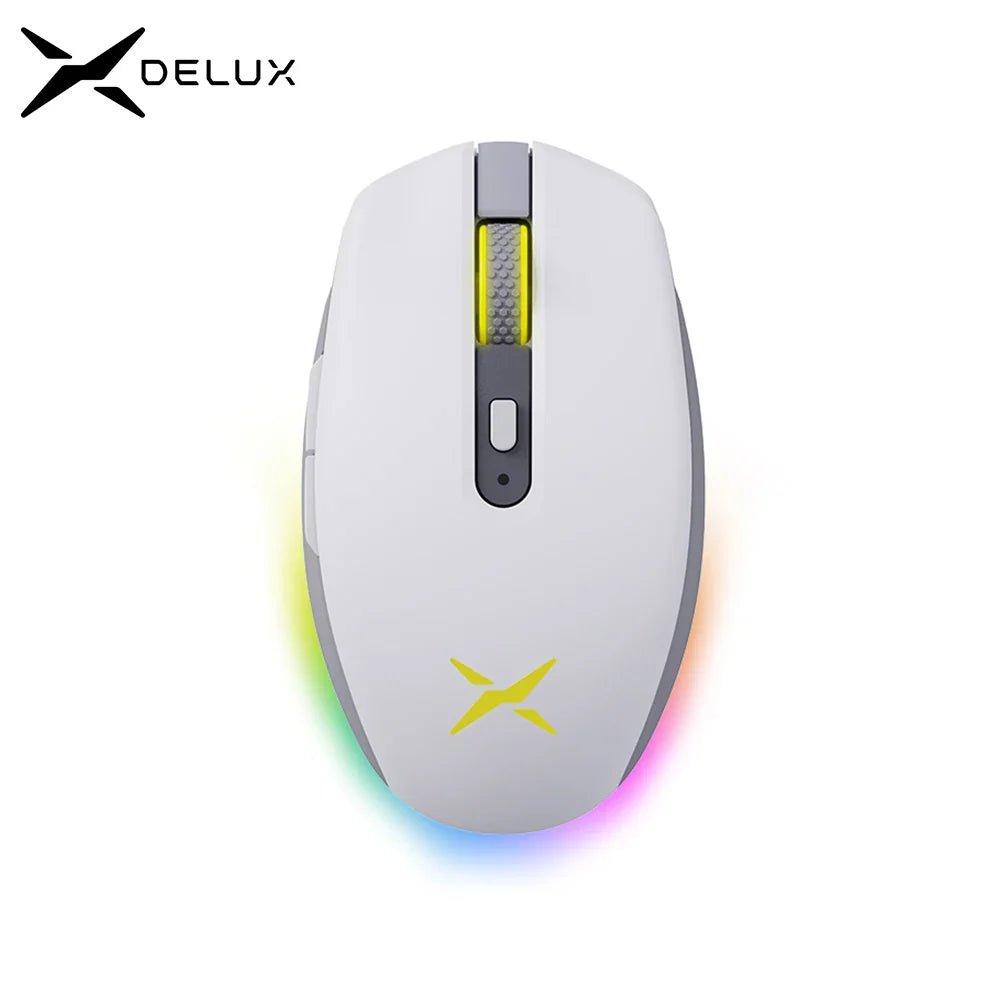 Mouse gamer Delux M820DC, sem fio, 6 botões, 16000 DPI, RGB, 91g - M820DC PAW3335 - BoostedBit - BoostedBit - M820DC Branco - C - 1 -