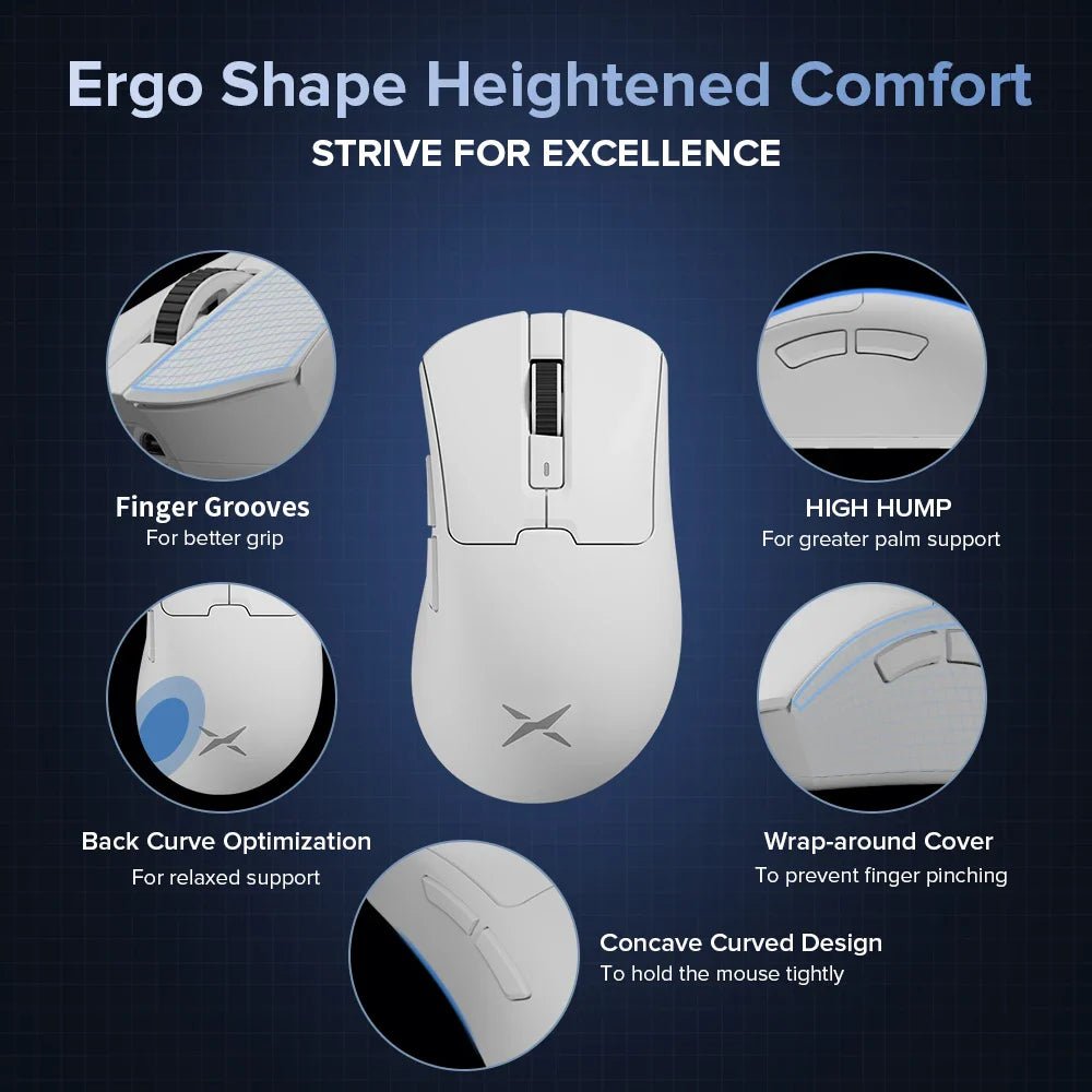 Mouse gamer Delux M900 PAW3311, 63g, RGB, sem fio, 12000 DPI, 7 botões - M900 PAW3311 - BoostedBit - BoostedBit - M900 - Branco -