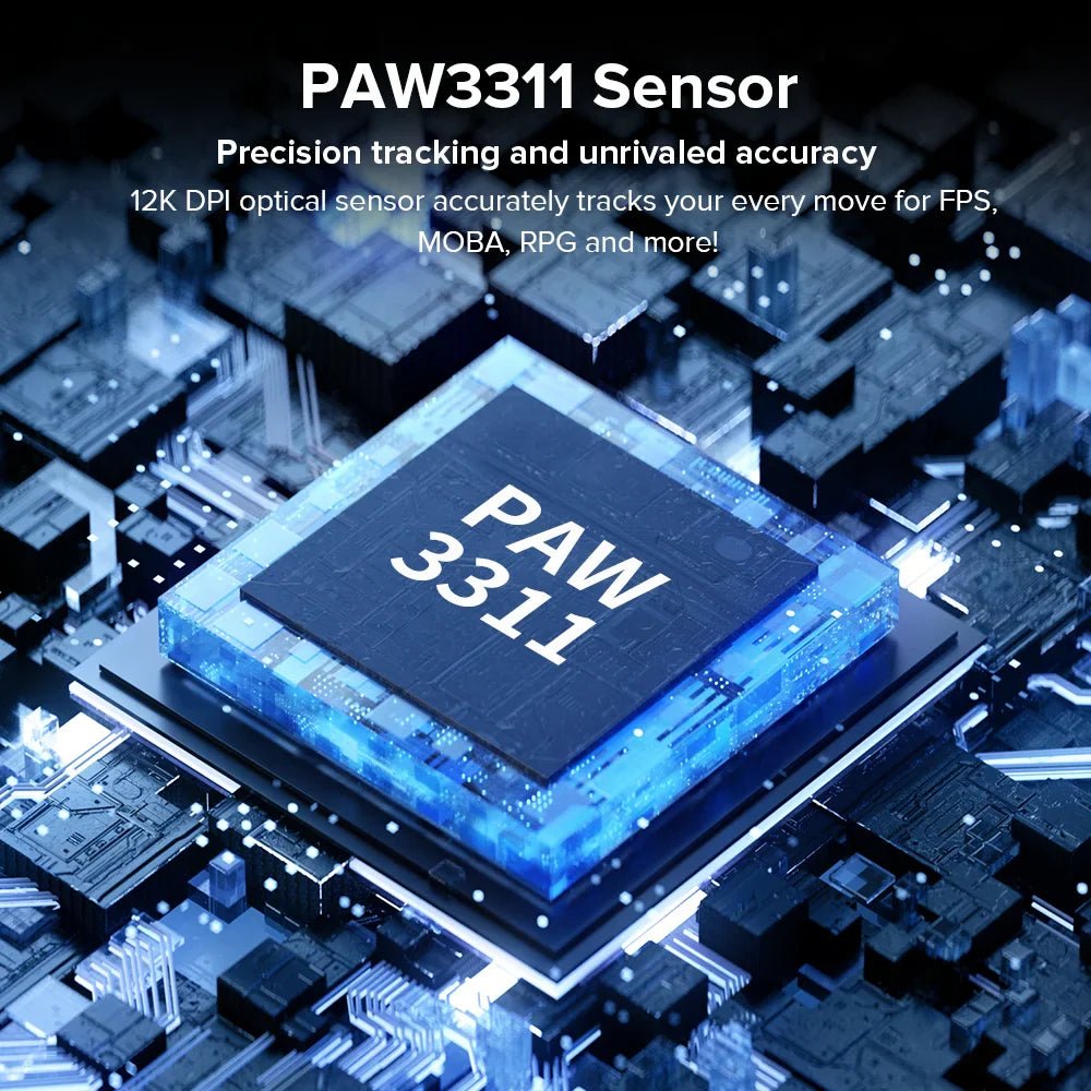 Mouse gamer Delux M900 PAW3311, 63g, RGB, sem fio, 12000 DPI, 7 botões - M900 PAW3311 - BoostedBit - BoostedBit - M900 - Branco -