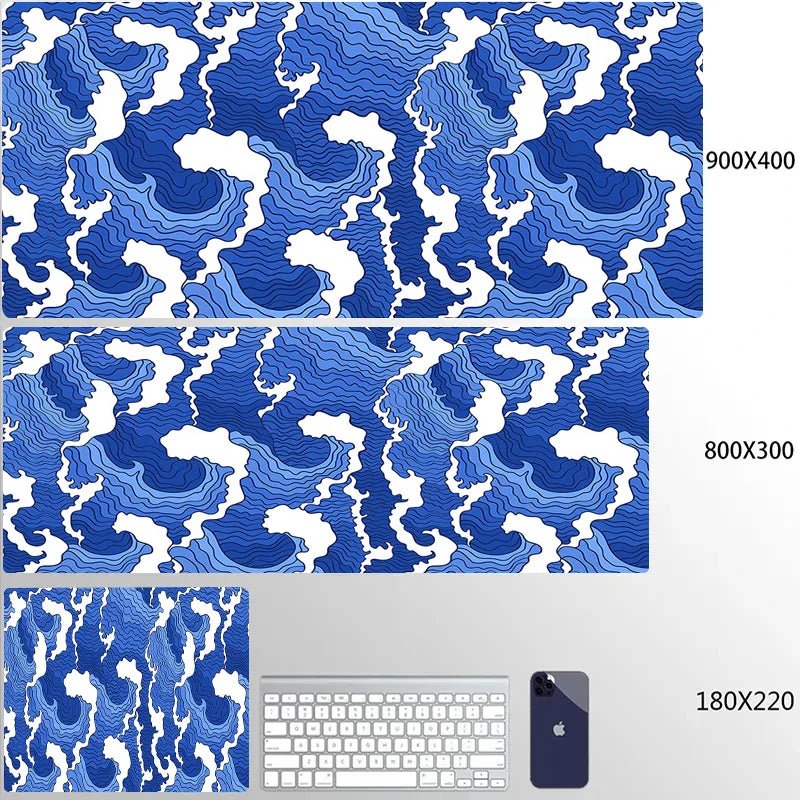 Mousepad Gamer de Borracha Antiderrapante (Arte Japonesa) - BoostedBit - BoostedBit - Azul - 300x700x3mm -