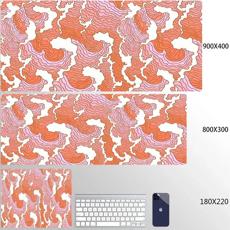 Mousepad Gamer de Borracha Antiderrapante (Arte Japonesa) - BoostedBit - BoostedBit - Laranja - Small siz180x220x2mm -