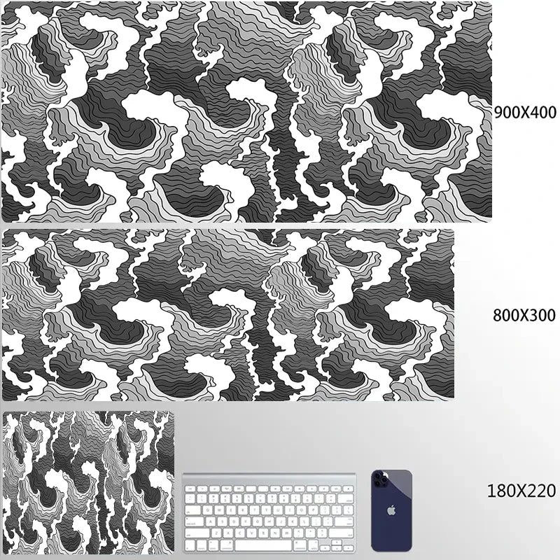 Mousepad Gamer de Borracha Antiderrapante (Arte Japonesa) - BoostedBit - BoostedBit - Preto - Small siz180x220x2mm -