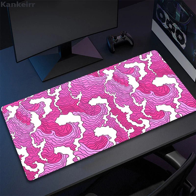 Mousepad Gamer de Borracha Antiderrapante (Arte Japonesa) - BoostedBit - BoostedBit - Rosa - 300x700x3mm -