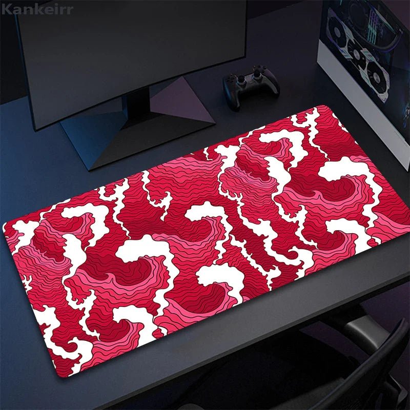 Mousepad Gamer de Borracha Antiderrapante (Arte Japonesa) - BoostedBit - BoostedBit - Rosa - 300x700x3mm -
