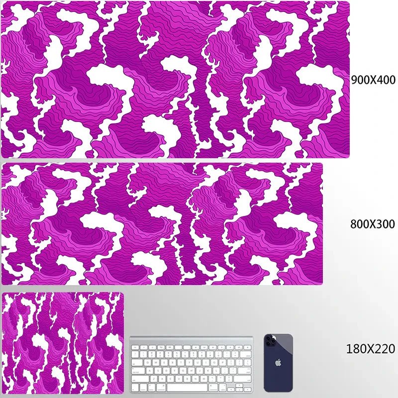 Mousepad Gamer de Borracha Antiderrapante (Arte Japonesa) - BoostedBit - BoostedBit - Roxo 1 - Small siz180x220x2mm -