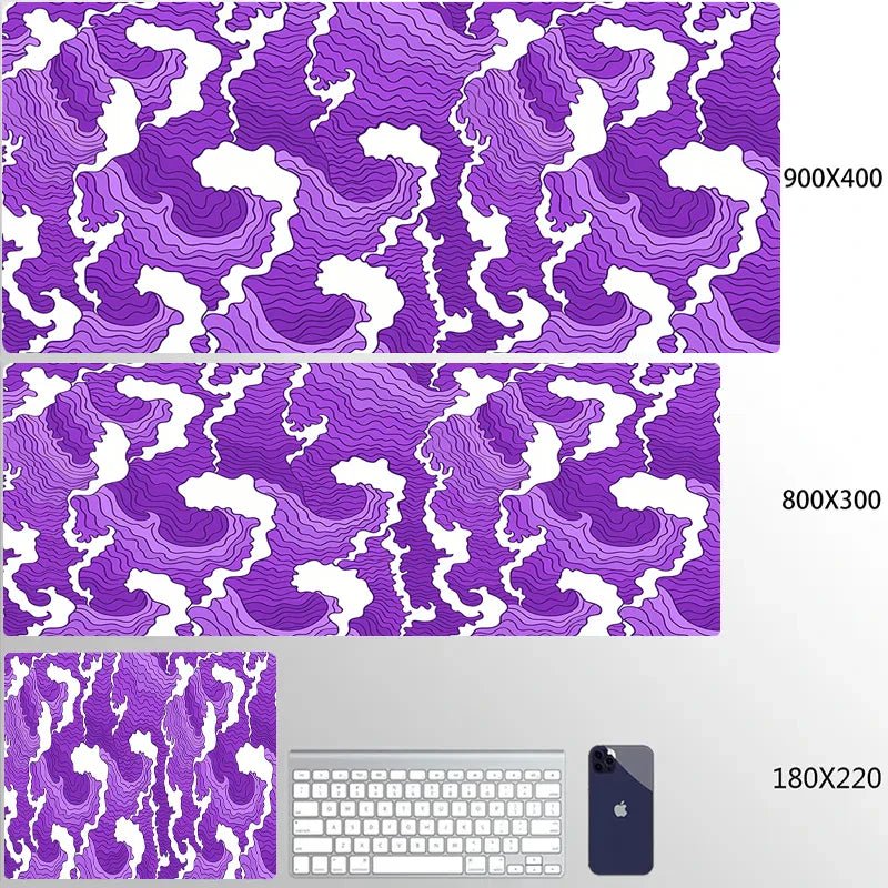 Mousepad Gamer de Borracha Antiderrapante (Arte Japonesa) - BoostedBit - BoostedBit - Roxo 2 - Small siz250x290x2mm -