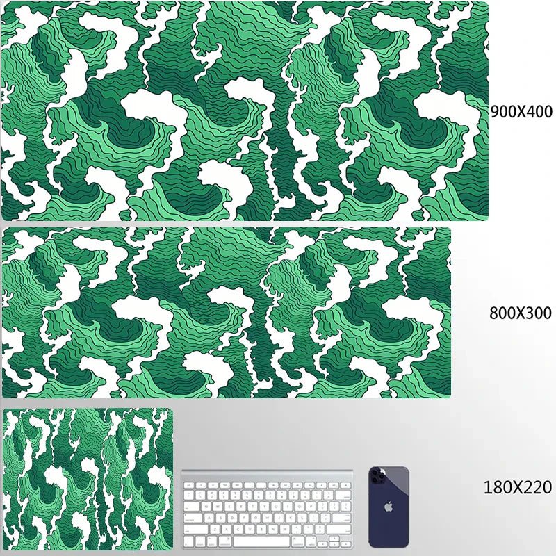 Mousepad Gamer de Borracha Antiderrapante (Arte Japonesa) - BoostedBit - BoostedBit - Verde - Small siz180x220x2mm -