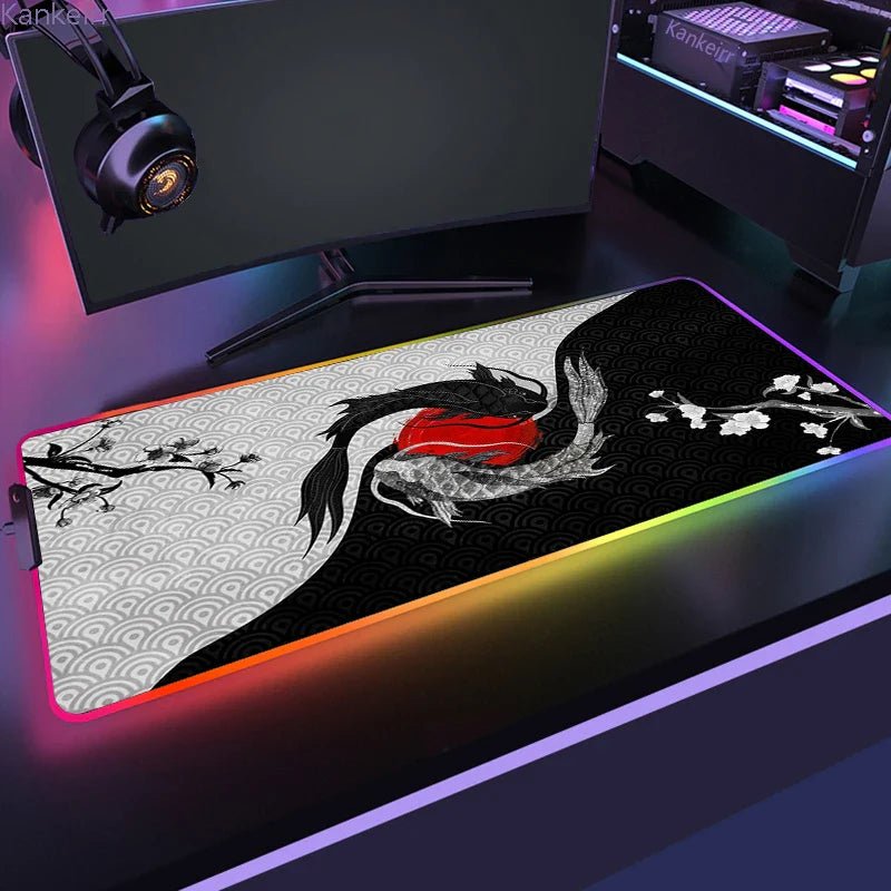 Mousepad Gamer de Borracha Antiderrapante com Iluminação RGB (Onda Japonesa) - BoostedBit - BoostedBit - Onda 11 - RGB 300x700x3mm -