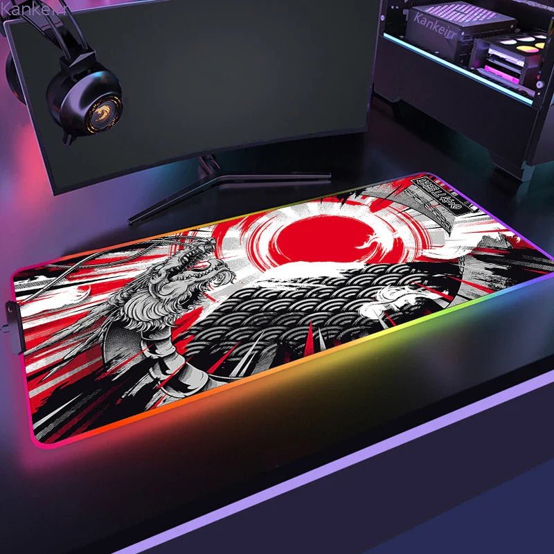 Mousepad Gamer de Borracha Antiderrapante com Iluminação RGB (Onda Japonesa) - BoostedBit - BoostedBit - Onda 15 - RGB 300x600x3mm -