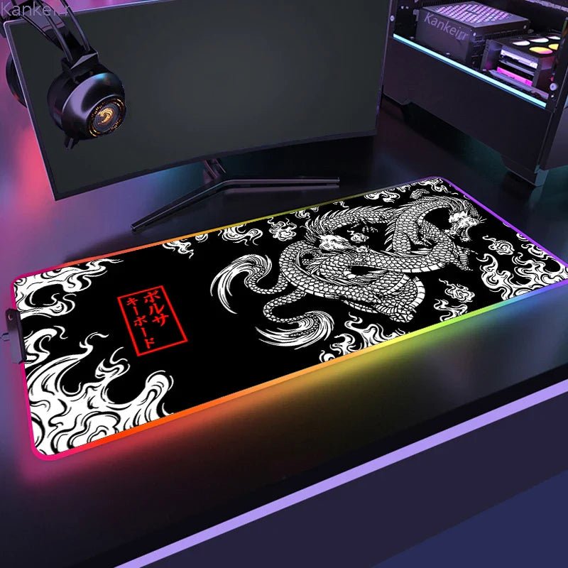 Mousepad Gamer de Borracha Antiderrapante com Iluminação RGB (Onda Japonesa) - BoostedBit - BoostedBit - Onda 2 - RGB 300x600x3mm -