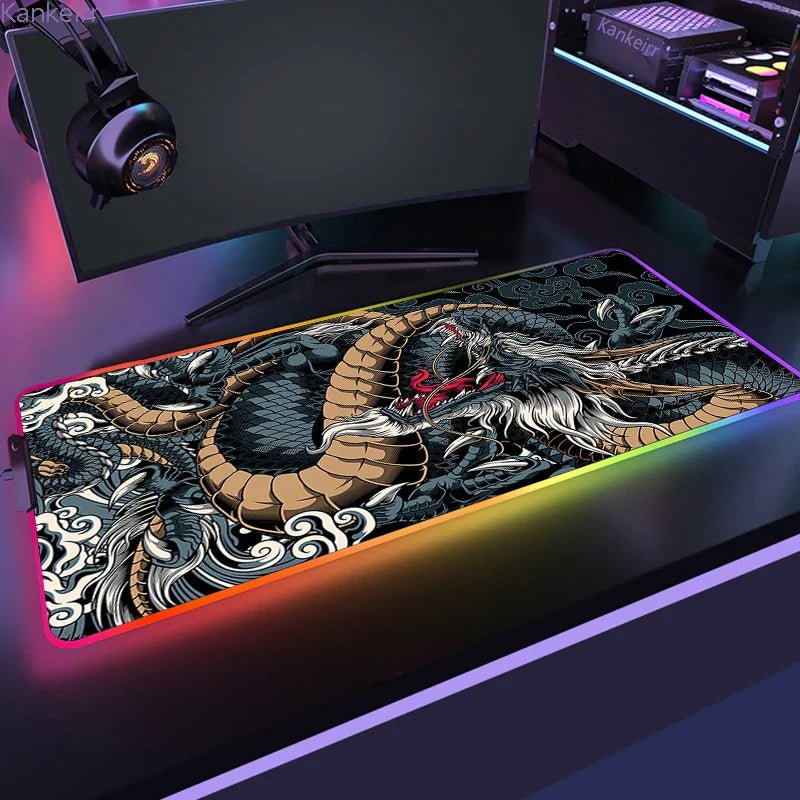 Mousepad Gamer de Borracha Antiderrapante com Iluminação RGB (Onda Japonesa) - BoostedBit - BoostedBit - Onda 3 - RGB 300x600x3mm -