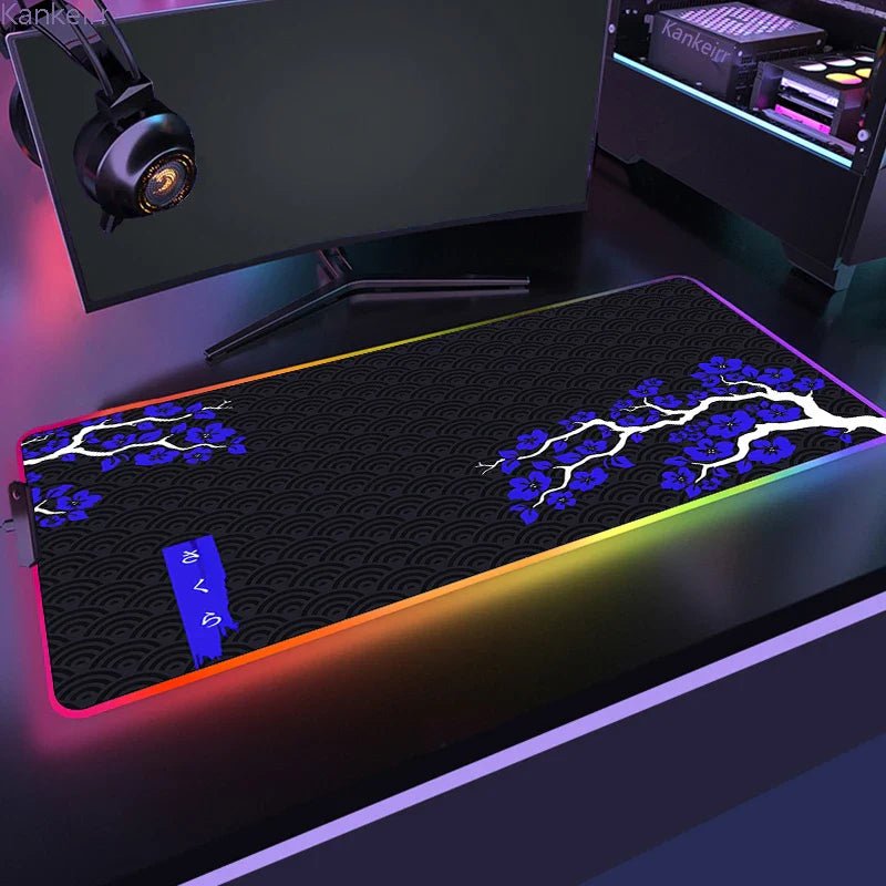 Mousepad Gamer RGB de Borracha Antiderrapante (Sakura) - BoostedBit - BoostedBit - Azul - RGB 300x600x3mm -
