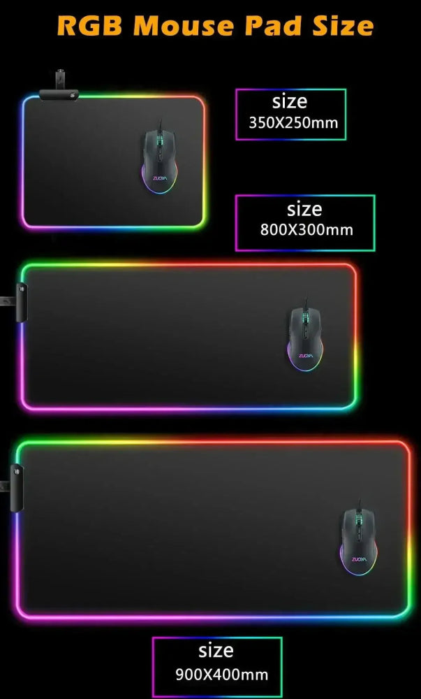 Mousepad Gamer RGB de Borracha Antiderrapante (Sakura) - BoostedBit - BoostedBit - Azul - RGB 300x600x3mm -