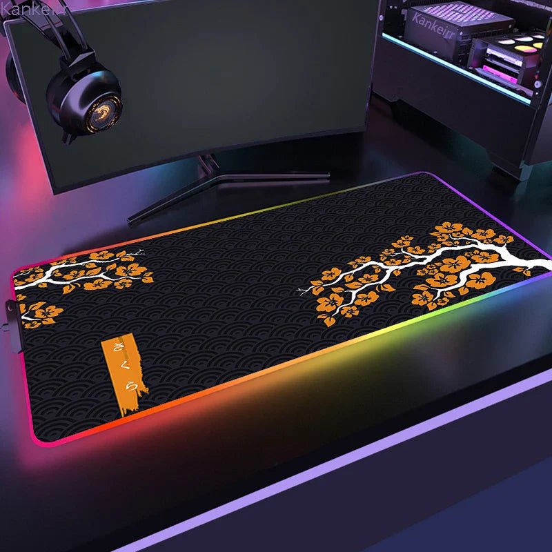 Mousepad Gamer RGB de Borracha Antiderrapante (Sakura) - BoostedBit - BoostedBit - Laranja - RGB 300x600x3mm -
