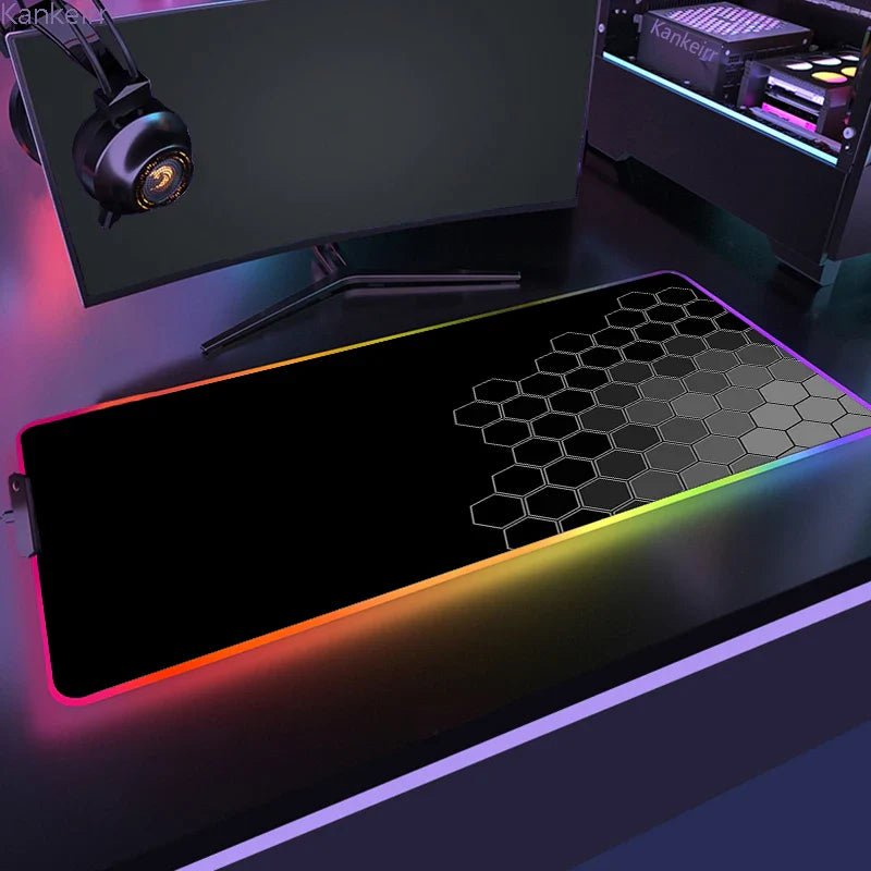 MousePads Gamer RGB de Borracha Antiderrapante (Geométrico) - BoostedBit - BoostedBit - Geométrico 14 - RGB 250x350x3mm -