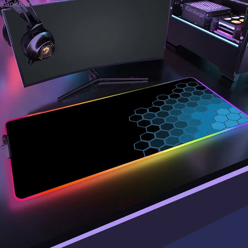 MousePads Gamer RGB de Borracha Antiderrapante (Geométrico) - BoostedBit - BoostedBit - Geométrico 15 - RGB 300x600x3mm -