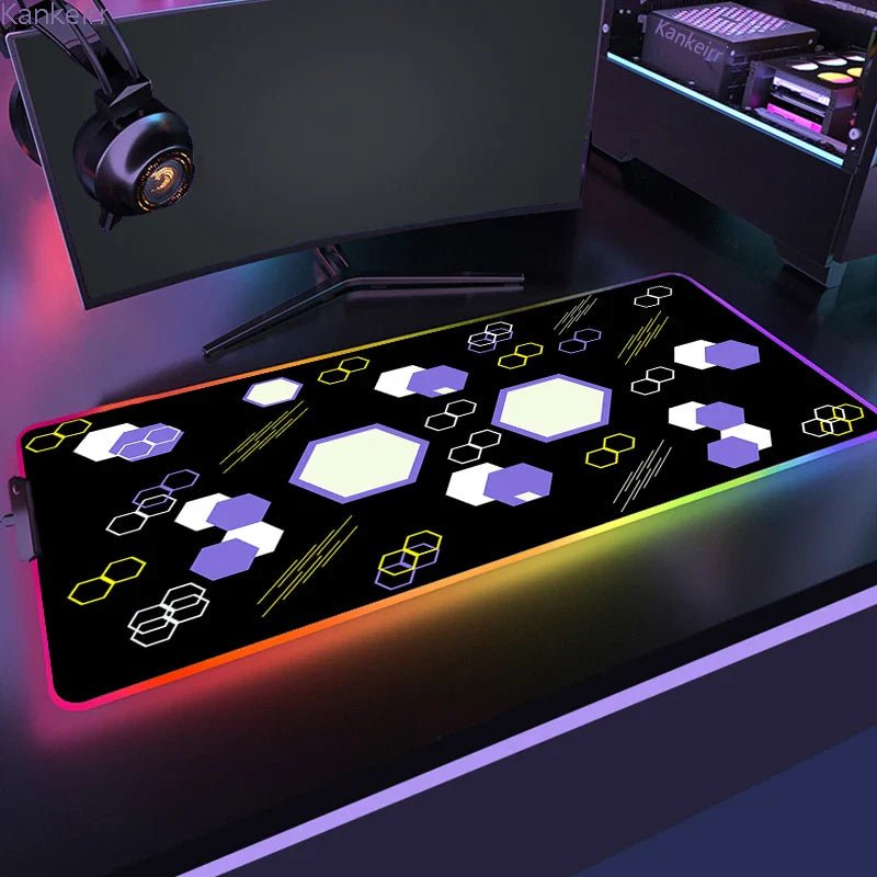 MousePads Gamer RGB de Borracha Antiderrapante (Geométrico) - BoostedBit - BoostedBit - Geométrico 19 - RGB 250x350x3mm -