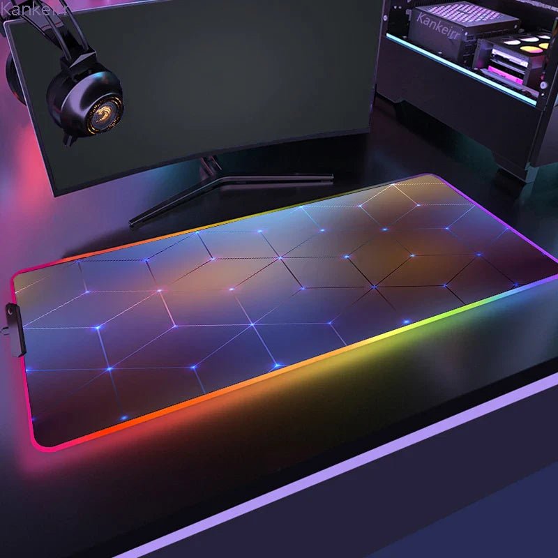 MousePads Gamer RGB de Borracha Antiderrapante (Geométrico) - BoostedBit - BoostedBit - Geométrico 2 - RGB 300x600x3mm -