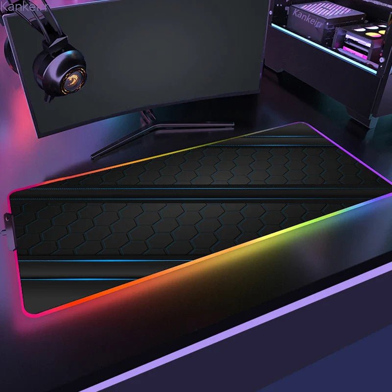 MousePads Gamer RGB de Borracha Antiderrapante (Geométrico) - BoostedBit - BoostedBit - Geométrico 21 - RGB 300x700x3mm -