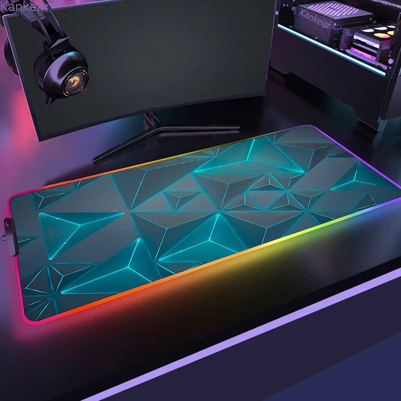 MousePads Gamer RGB de Borracha Antiderrapante (Geométrico) - BoostedBit - BoostedBit - Geométrico 4 - RGB 250x350x3mm -