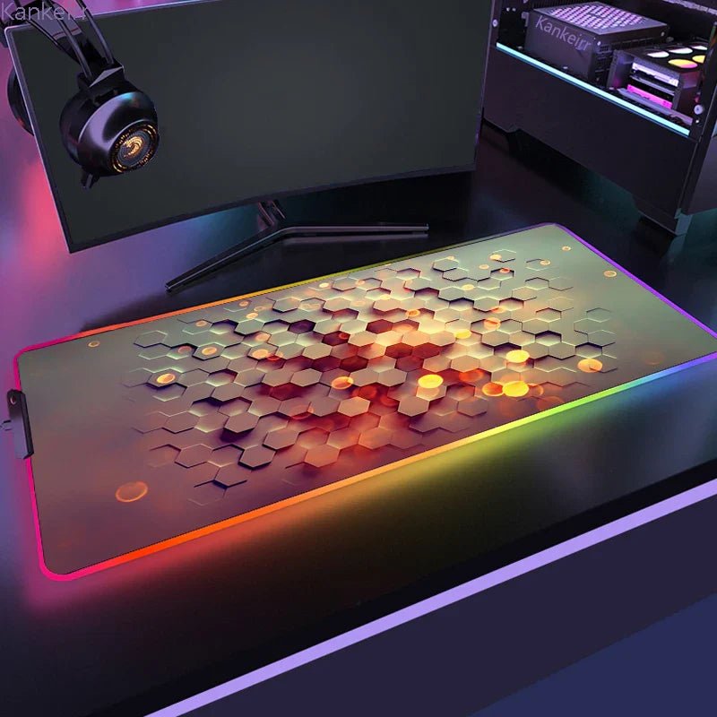 MousePads Gamer RGB de Borracha Antiderrapante (Geométrico) - BoostedBit - BoostedBit - Geométrico 8 - RGB 250x350x3mm -