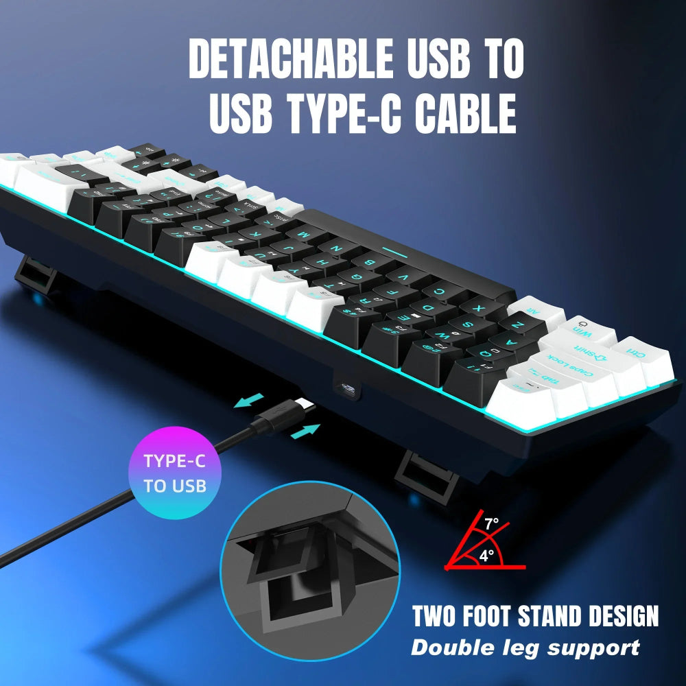 Teclado Gamer Mecânico V800 Blue Axis RGB 68 Teclas - V800 - BoostedBit - BoostedBit - Branco e Preto - Switch Azul -